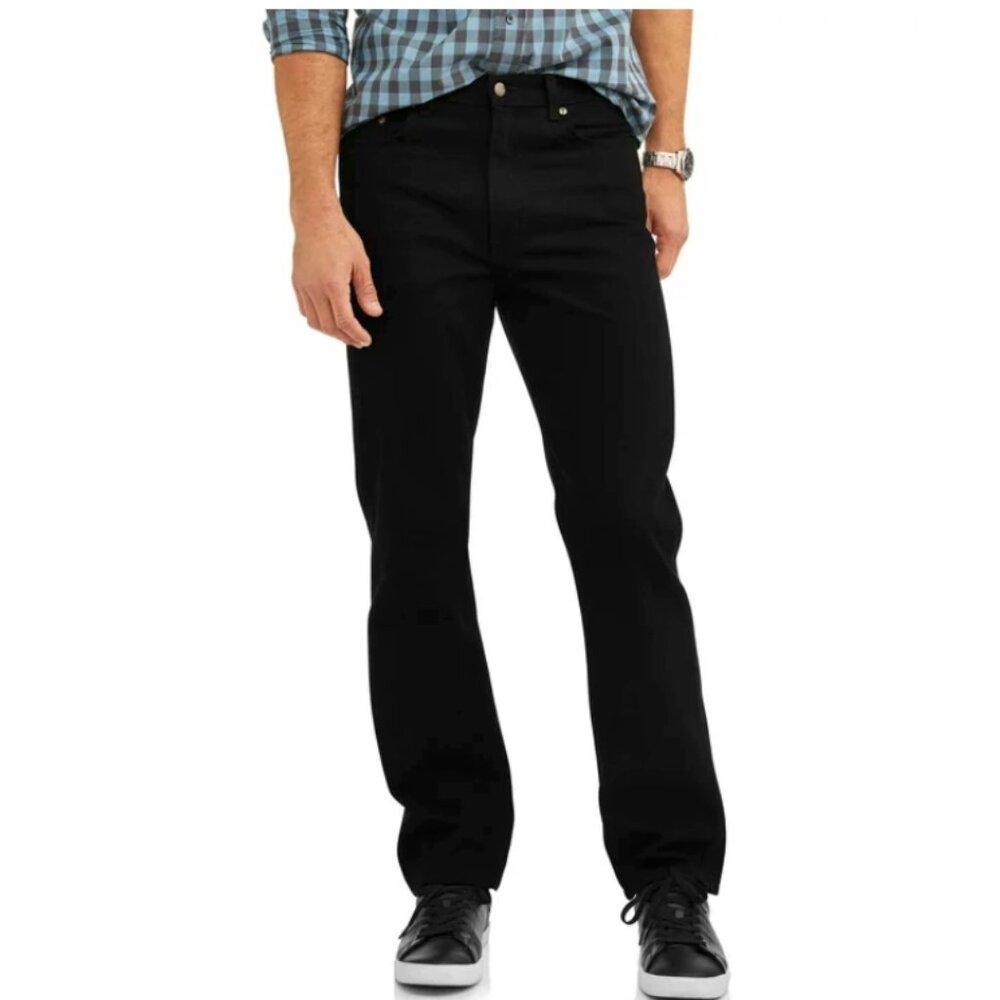 George Men's 100% Cotton Relaxed Fit Jeans Size 36x34 BLack